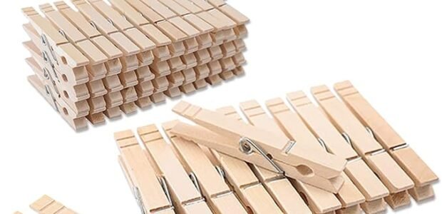 Heavy duty 3.5 inch wooden clothespins 100 pack with rust-resistant springs