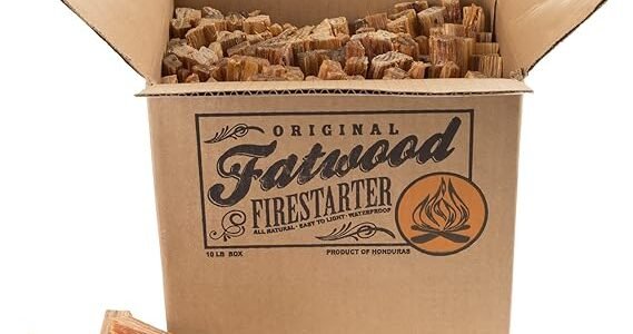 Premium 10 lb bulk box of all-natural fatwood fire starter sticks