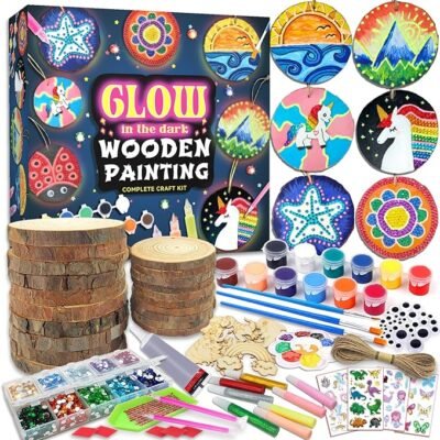 klmars Kids Wood Painting Arts and Crafts Kit - DIY wooden art set for kids
