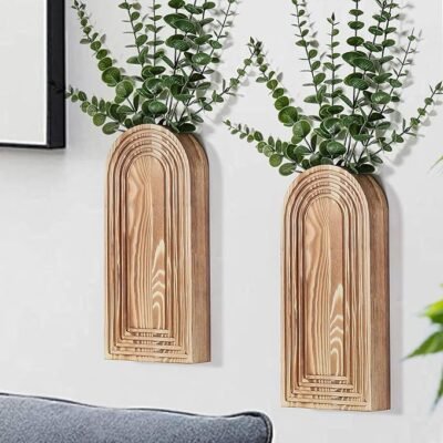 Dnnnii modern brown decorative vase styled on an entryway console table