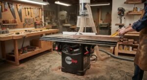 Table saw in home workshop
