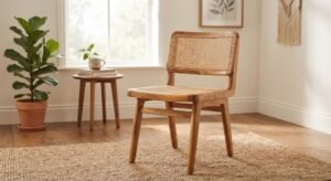 wooden accent chairs mango wood cane