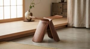 wood stool guide butterfly design