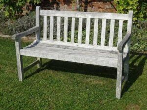 Weathered wood bench outdoor furniture