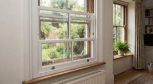 Internal secondary glazing wooden frames vertical sliding
