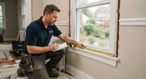 Internal secondary glazing wooden frames installation measuring